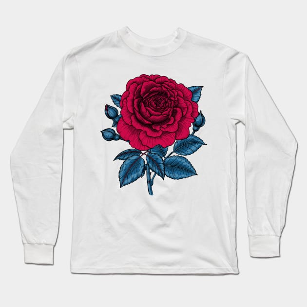 Red rose 2 Long Sleeve T-Shirt by katerinamk